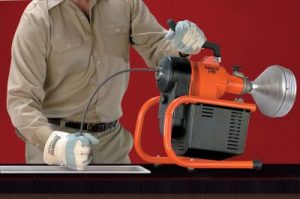 General Pipe Cleaners I-95 Sectional Drain Cleaner in use