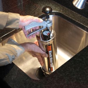 Kinetic Water Ram - Drain Cleaning Tool - air-blast pipe clogs open in seconds!